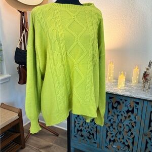LOFT Lime Green Cable Knit Sweater